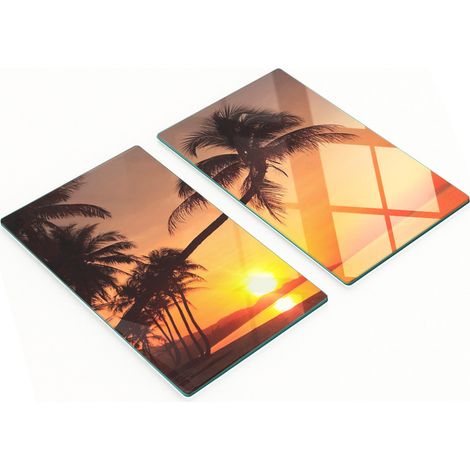 Tavole decorative multifunzionali in legno temperato per cucina, motivo spiaggia e sole, 2x30x52 cm (1/5)