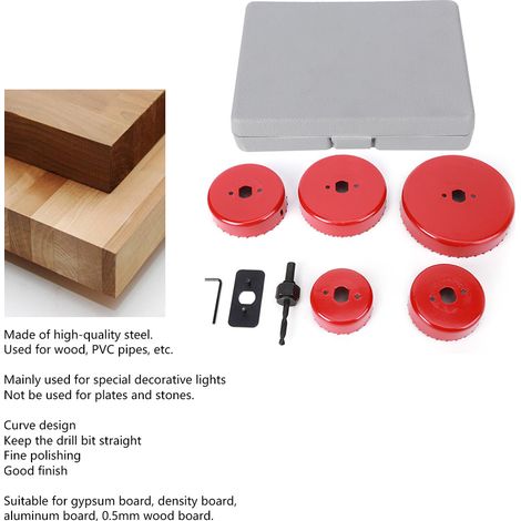 Ensemble de 9 scies cloches rouges pour le travail du bois, avec forets (1/4)