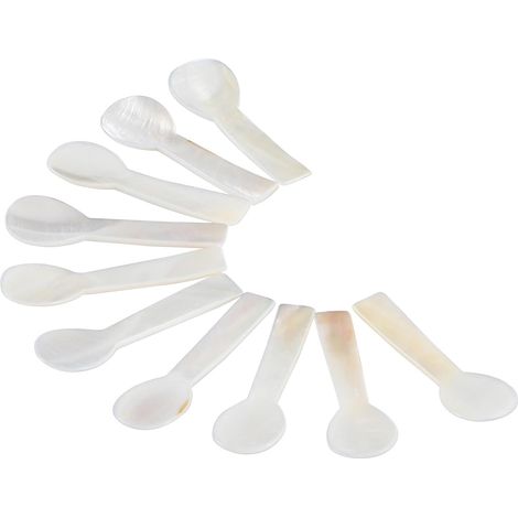 Cuillère À Œuf - Lot De 10 - Nacre Naturelle - Manche Rond - Pour Caviar Et Dessert - 7,1 Cm (1/5)