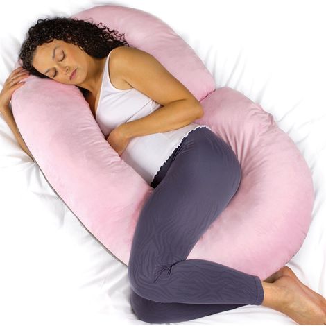 Aamira C-Shaped Pink Dark Grey 140x65x20cm Pregnancy Pillow (1/5)