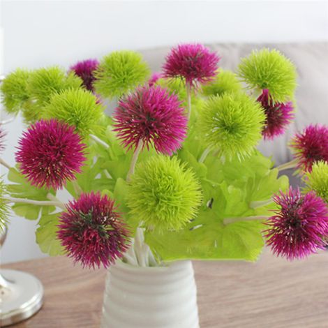 Boule de fleurs artificielles en plastique blanc, idéale pour la décoration de mariage, de maison ou de jardin. (1/5)