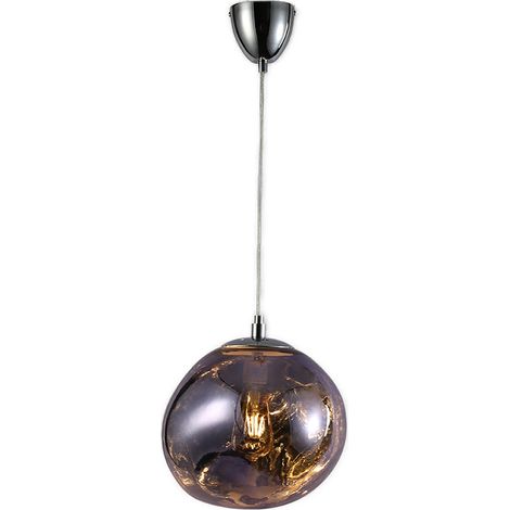 ALPINALUZ  Lámpara Colgante Diseño Moderno con Pantalla de Cristal Metalizado Cromado Irregular Casquillo E27 "Melti"D280mm
