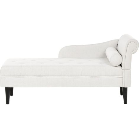Chaise longue in tessuto con bracciolo destro con Gambe in legno bianco sporco Yvoire