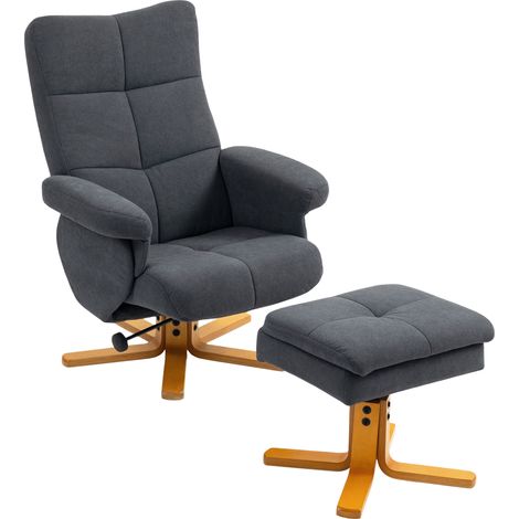Grey Linen-Style Recliner with Storage Ottoman for Ultimate Comfort and Style