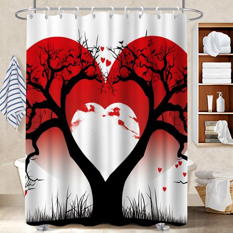 Rideau de bain en polyester 180x180 déco d‘intérieur housse de baignoire pour votre chalet à la montagne (1/5)