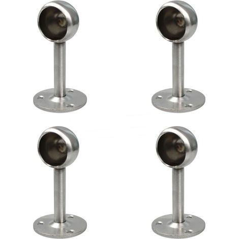 Support de tringle à rideau 4 pièces, fixation au plafond, tube 22 mm, acier inoxydable argent, pour placard douche (1/4)