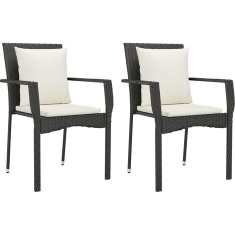 Maison Exclusive - Gartenstühle mit Kissen 2 Stk. Poly Rattan Sch