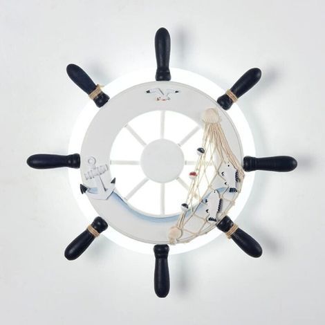 Nautique Marine Gouvernail Plafonnier Applique Pirate Marin Marine Navire Ajuster Navire De Guerre Volant Vitesse Lampe LED Filet De Pêche Corde De Chanvre Décor Pour Enfant Restaurant Ferme Hôt (1/5)