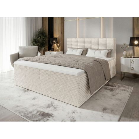 Lit Boxspring Tiliani - Beige - 120x200 Cm - Lit Moderne - Lit Élégant - Matelas À Ressorts Bonnell (1/4)