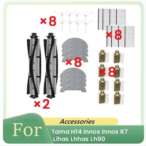 34 pièces détachées pour robots aspirateurs Tama H14, Innos R7 et Lihas LH90. Accessoires et pièces de rechange.