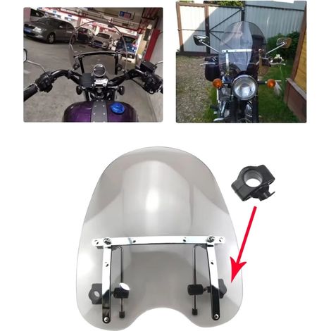 Parabrisas para motocicleta, fácil instalación, ajuste universal, ahumado de 17 pulgadas. (1/2)