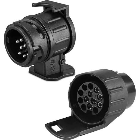 Adaptateur Prise Remorque 7 vers 13 Broches et Adaptateur Prise Remorque 13 vers 7 Broches,Connecteur Prise Attelage 7 Plots a 13 Plots pour Remorque Voiture,Caravane, Porte-vélo(SK713A) (1/5)