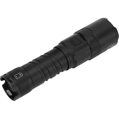 Lampe torche de camping LED extérieure rechargeable par USB, ultra-lumineuse, en aluminium avec indicateur de batterie et mise au point réglable. (1/5)