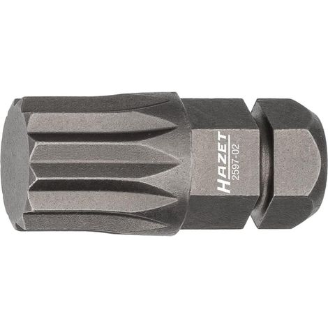 Embout-tournevis (bit) 2597-02 ∙ Hexagone massif 8 (5/16 pouce) ∙ Profil denture multiple intérieur XZN HAZET