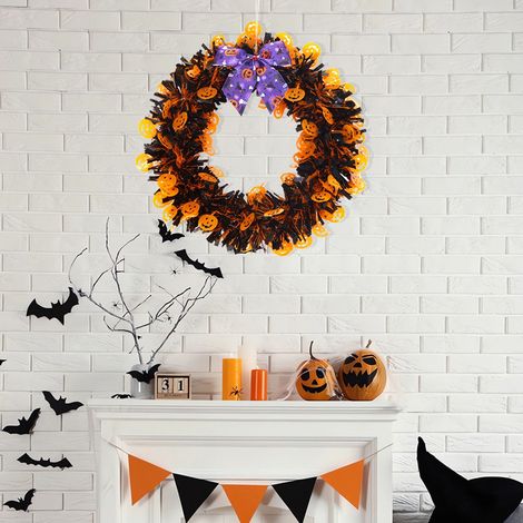 Guirlande Décorative Halloween - Anneau Porte-Boucles en Forme de Nœud Papillon avec Ruban Coloré - Décoration Murale ou Porte pour Fête des Fantômes - 1 Pièce (1/4)