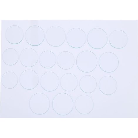 Ortviai Lot de 21 verres minéraux plats pour montre – diamètre 35 à 45 mm, épaisseur 1,2 mm, bord lisse (1/5)