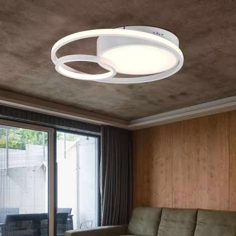 Lampada da soffitto dimmerabile tramite interruttore plafoniera LED camera da letto, colore della luce regolabile, bianco, 28W 3200lm bianco caldo  bianco neutro, PxH 48x9 cm