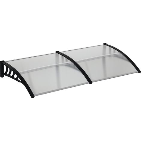 Auvent extérieur pour fenêtres et portes en polycarbonate et aluminium. 200 x 96 x 27 cm. transparent (1/5)