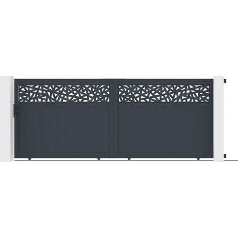 4 m breites DOLOMITE RUIVO Schiebetor, 160 cm hoch, graues Aluminium