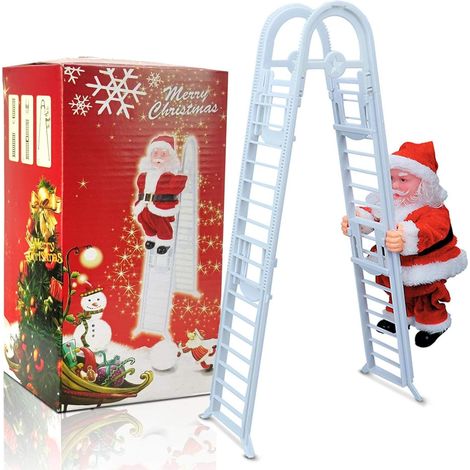 1 Figurine Père Noël, échelle motorisée avec musique, décoration suspendue, intérieur extérieur, fête de fin d'année (1/5)