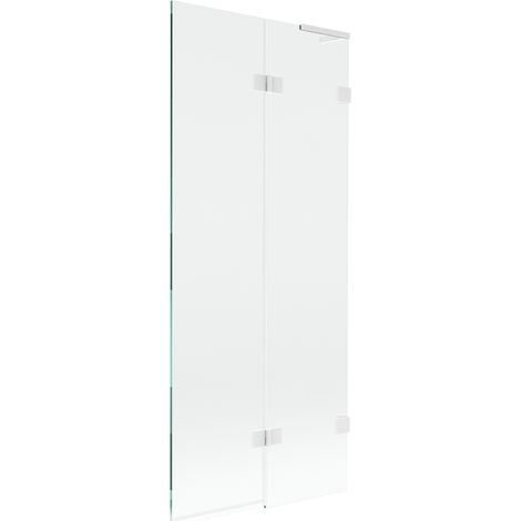 Paroi de baignoire Mexen Lunar L 2 volets droite 80 x 150 cm, transparent, blanc - 897L-080-100-20-00-P (1/5)