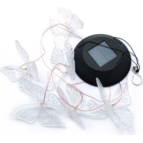 Lampe carillon solaire à changement de couleur, motif papillon, éclairage à panneau solaire pour jardin et rue (1/5)