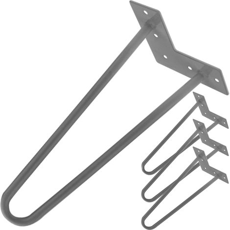 PrimeMatik - Pies para mesa y mueble Patas en acero 2 varillas 41 cm 4-pack