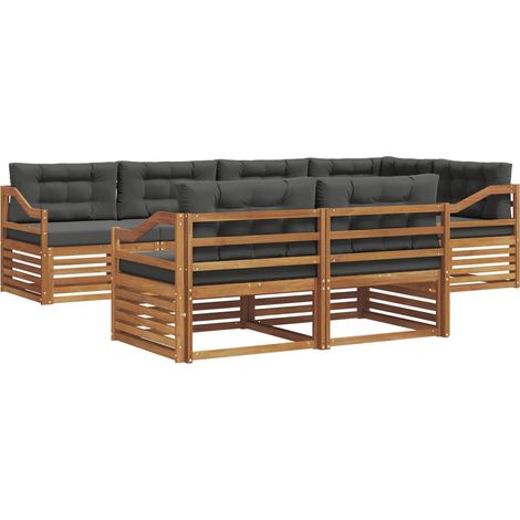 Conjunto de sofás de exterior 7 uds. Natural y Antracita vidaXL (1/5)
