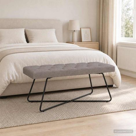 Teenpull – Bank mit Knopfheftung Taupe 110 x 40 x 46 cm Stoff (1/5)
