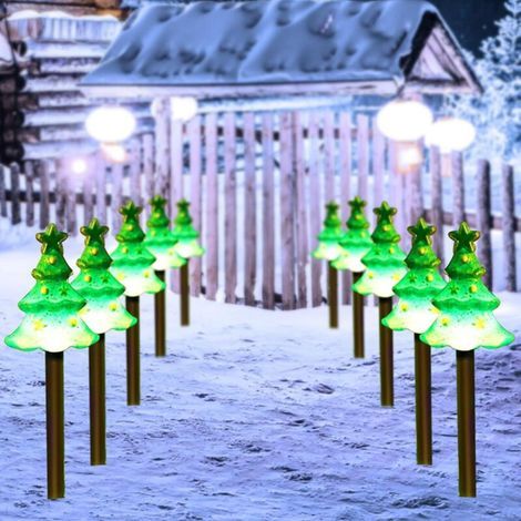 Solarbetriebene Lichterkette für Weihnachten – wiederaufladbar – für Gartenwege etc. – Weihnachtsbäume, 10er-Pack (1/5)