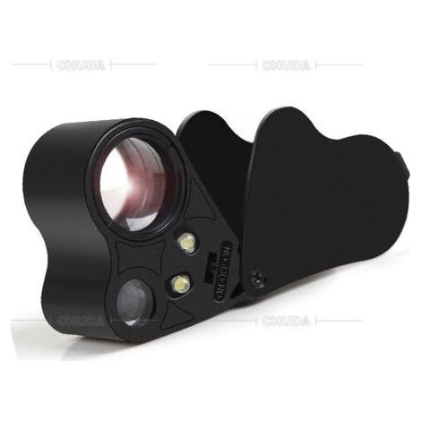 Loupe de bijoutier illuminée 30X 60X, loupe de bijoux pliable pour pierres précieuses, bijoux, pièces de monnaie, timbres, etc. (1/5)