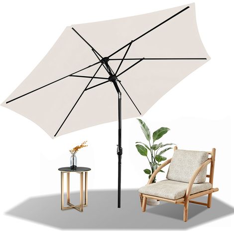 Wolketon Sonnenschirm Ø270cm, Gartenschirm, knickbar, Schirmtuch mit PA-Beschichtung, UV-Schutz bis UPF 50+, ohne Ständer, Beige