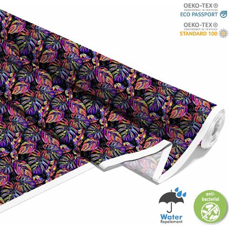 OUTDOOR DEKOSTOFFE OXFORD - Motiv mehrfarbige Monstera I DX148 (1/5)