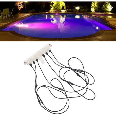 RGB-LED-Wasserfallbrunnen 12 V – Wasserfallauslauf für Schwimmbad und Gartenteich – 260 x 105 mm mit 22 mm Anschlussdurchmesser