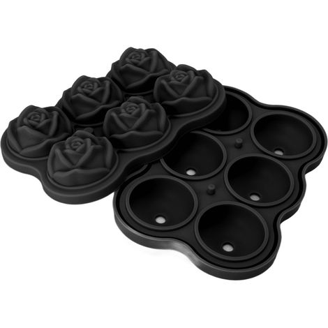 Moule à glaçons silicone 6 cubes sans BPA pour cocktail whisky noir avec couvercle
