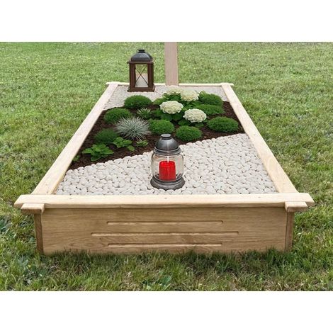 Cadre funéraire en bois de chêne massif 190x90x20 cm – Résistant aux intempéries – Montage rapide sans outils – Finition naturelle – Syberdesk