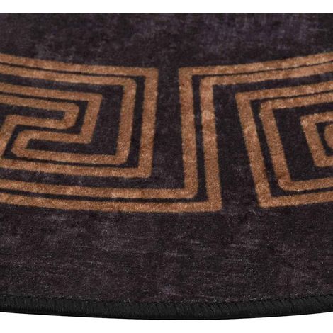 Tapis de salon Style Moderne Tapis de sol - Tapis lavable antidérapant φ120 cm Noir et doré BV439325 - BonneVie (1/5)