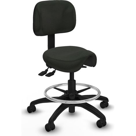 Taburete Zarza asincro bali negro base poliamida ruedas engomadas 50mm