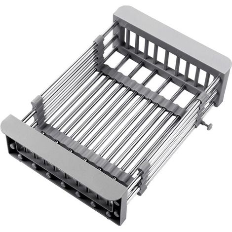 SHINING HOUSE Escurridor de platos retráctil de acero inoxidable para fregadero, estante de cocina, rejilla para secar platos con borde de plástico antideslizante, macarrón (1/5)