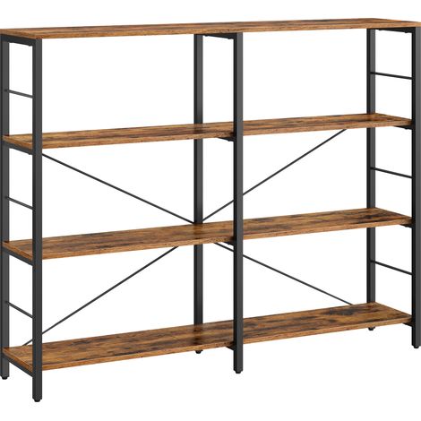 Vasagle – Bibliothèque 4 niveaux – Étagère de rangement en aggloméré et acier – Dimensions 30 x 120 x 109,4 cm – Capacité 180 kg – Style industriel marron et noir (1/5)