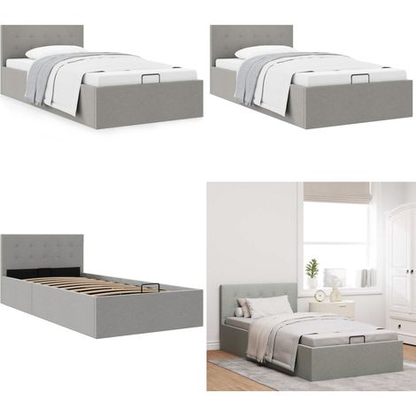 Stauraumbett Hydraulisch Hellgrau Stoff 100×200 cm - Stauraumbett - Einzelbett - Boxspringbetten - Schlafraumgestaltung - Moderne Möbel - Home & Living (1/5)