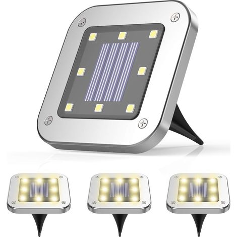 4-Pack 8-LED Waterproof Solar In-Ground Floodlights — Garden Landscape & Pathway Lighting (Warm White) (1/5)