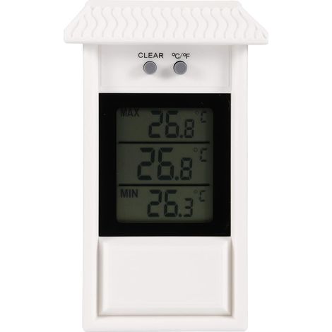 Außenwand-Thermometer IPX2 – Stromversorgung mit 2 AAA-Batterien – Messbereich -20 bis +50°C – Lesbares LCD-Display für Garten und Balkon (1/5)