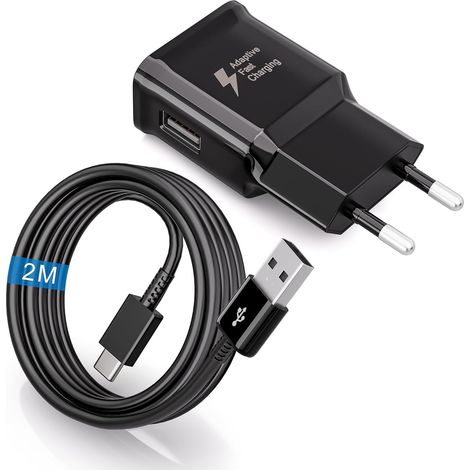 Chargeur USB Cordon de Charge pour Samsung Galaxy S10 S10+ S10e S9 S9+ S8 Plus A54 A53 A34 A33 A14 A13 M54 M53 M34 M33 M14 M13 5g A70 A52 M52 M51 FE Ultra Plus, Chargeur Rapide avec Câble USB C 2M (1/5)