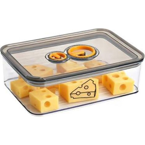 Elkuaie Fresh Food Box - Boîte à Fromages - Hermétique et avec Date - 1 - Pour Réfrigérateur/Gris (1/5)