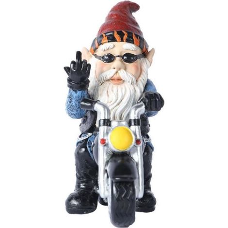Gnome Statue Jardin de fées Nain Résine Statue Moto Décoration Polyrésine Décorations de Noël Artisanat d\'art pour pelouse Style1 (1/4)