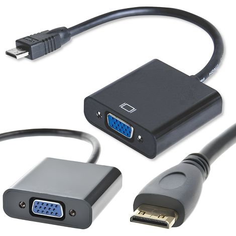 Cavo adattatore convertitore da Mini HDMI a VGA + jack AUX da 3,5 mm (1/5)