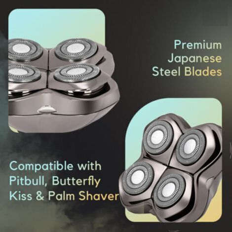Tête de rasoir électrique de rechange et lame de rasoir pour tête chauve pour hommes/femmes Lame de rechange compatible avec Pitbull Skull Shaver PRO 4, Butterfly Kiss PRO et Palm Shavers (1/3)