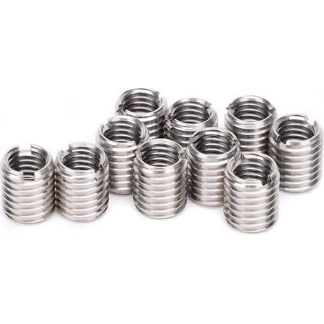 10 Pièces Intérieur M8 1.25 Extérieur M10 1.5 Long 12MM Trou Inférieur 9.0MM en Acier Inoxydable Insert écrou Réparation Manchon Fileté Douille Vis Réduisant L'outil de Conversion (1/5)