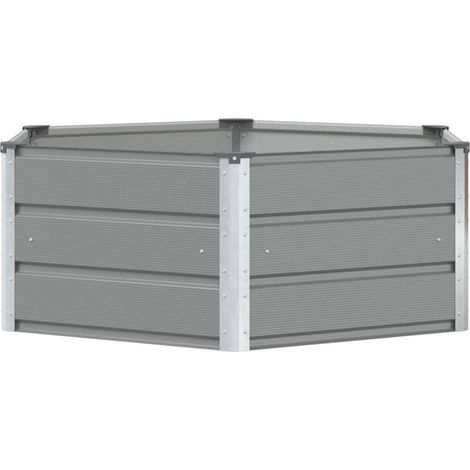 Pot de fleurs gris clair, 129 x 129 x 45 cm, en acier. (1/5)